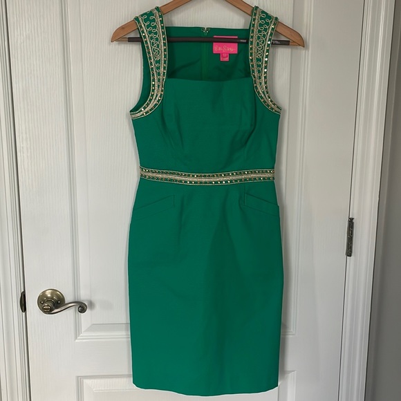 Lilly Pulitzer Dresses & Skirts - Lilly Pulitzer Green Dress with Gold Accents Never Worn NWOT Size 0